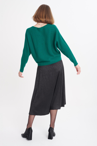 Uniwersalny sweter z dzianiny strukturalnej, ciemnozielony Uniwersalny sweter z dzianiny strukturalnej, ciemnozielony