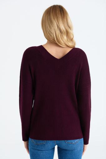 Wiskozowy sweter w ciemnobordowym kolorze, długi rękaw Wiskozowy sweter w ciemnobordowym kolorze, długi rękaw
