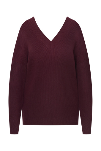 Wiskozowy sweter w ciemnobordowym kolorze, długi rękaw Wiskozowy sweter w ciemnobordowym kolorze, długi rękaw