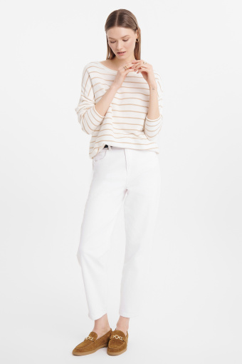 Sweter w paski z troczkami u dołu Sweter w paski z troczkami u dołu