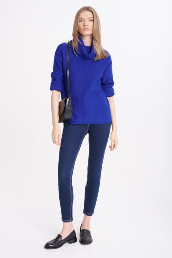 Golf z dzianiny strukturalnej, chabrowy Golf z dzianiny strukturalnej, chabrowy