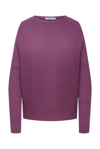 Wiskozowy sweter z dzianiny w prążek, ciemny fiolet