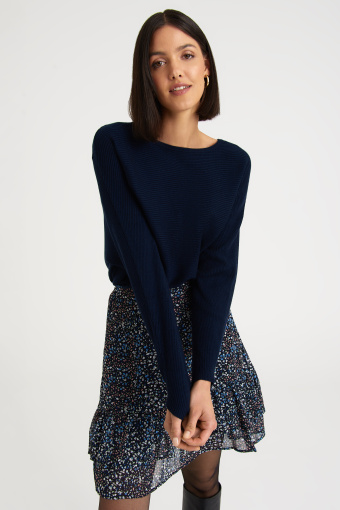 Uniwersalny sweter z dzianiny strukturalnej, ciemny granat Uniwersalny sweter z dzianiny strukturalnej, ciemny granat