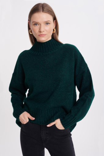 Sweter z półgolfem, butelkowa zieleń Sweter z półgolfem, butelkowa zieleń