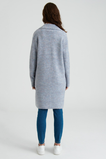 Szary kardigan z efektownym kołnierzem