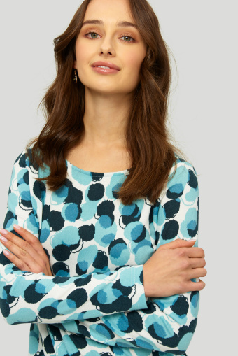 Miękki sweter z nadrukiem kolorowe kropki