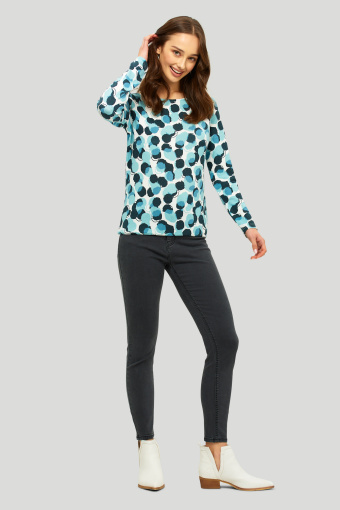 Miękki sweter z nadrukiem kolorowe kropki