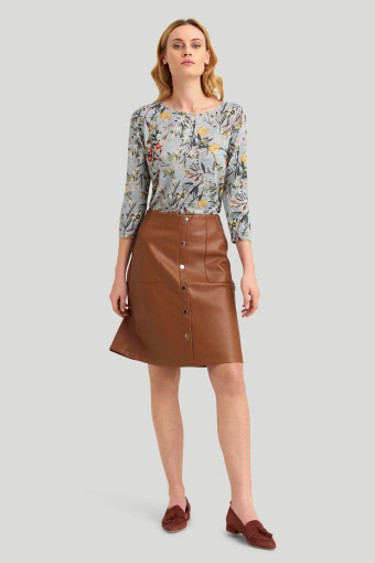 Szary sweter z kwiatowym nadrukiem, rękaw 3/4