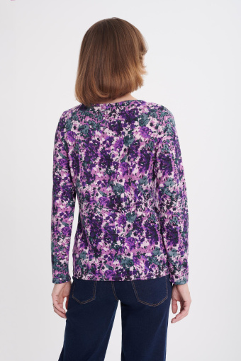 Sweter z różowo-fioletowym nadrukiem