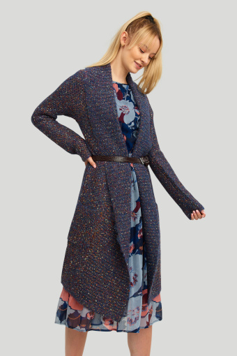 Długi kardigan z szalowym kołnierzem