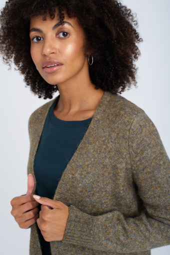 Długi kardigan z dodatkiem wełny, khaki Długi kardigan z dodatkiem wełny, khaki