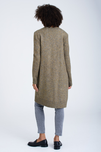 Długi kardigan z dodatkiem wełny, khaki Długi kardigan z dodatkiem wełny, khaki
