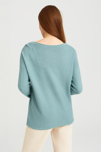 Miętowy sweter z dekoltem typu łódka Miętowy sweter z dekoltem typu łódka