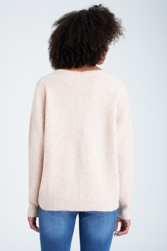 Luźny sweter z dekoltem w serek, jasny beż Luźny sweter z dekoltem w serek, jasny beż