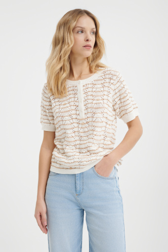 Bawełniany sweter z krótkim rękawem