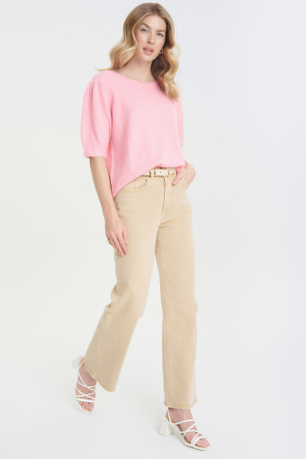 Pastelowy sweter z krótkim rękawem