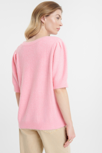 Pastelowy sweter z krótkim rękawem