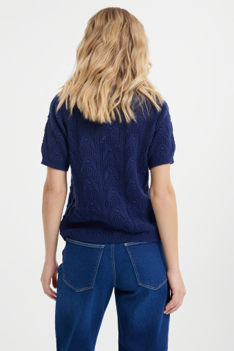 Granatowy sweter z krótkim rękawem