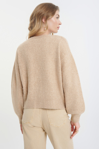 Sweter typu kardigan beżowy