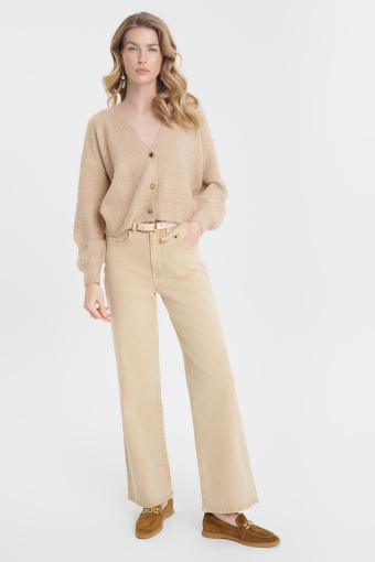 Sweter typu kardigan beżowy