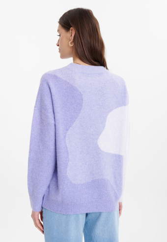 Luźny sweter ze wzorem fiolet