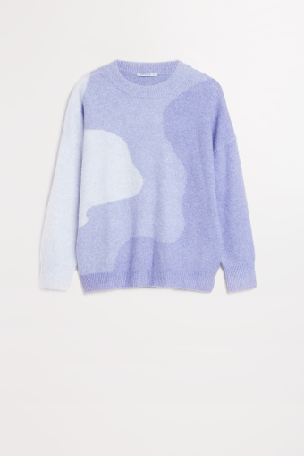 Luźny sweter ze wzorem fiolet