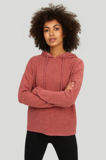 Sweter z kapturem z miękkiej dzianiny