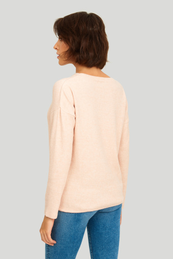 Sweter z miękkiej dzianiny z troczkiem
