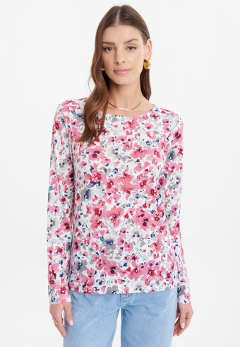 Lekki sweter z kolorowym nadrukiem