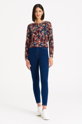 Uniwersalny sweter z długim rękawem, nadruk "łączka"