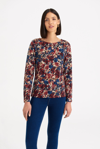 Uniwersalny sweter z długim rękawem, nadruk "łączka"