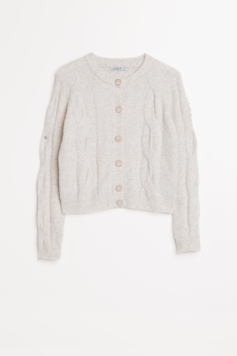 Kremowy kardigan z ozdobnym splotem