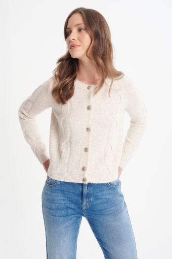 Kremowy kardigan z ozdobnym splotem