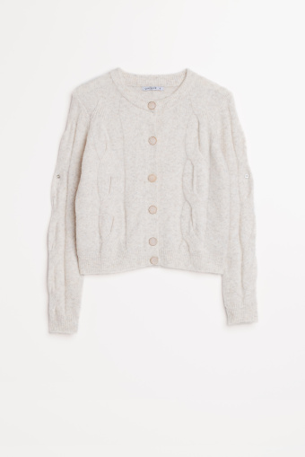 Kremowy kardigan z ozdobnym splotem