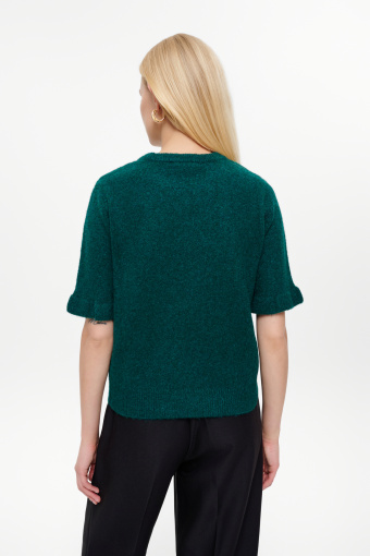 Sweter z krótkim rękawem ciemna zieleń