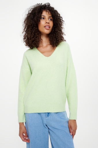 Pastelowy sweter z dekoltem V