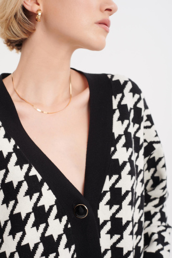 Długi kardigan w pepitkę