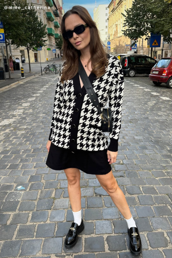 Długi kardigan w pepitkę