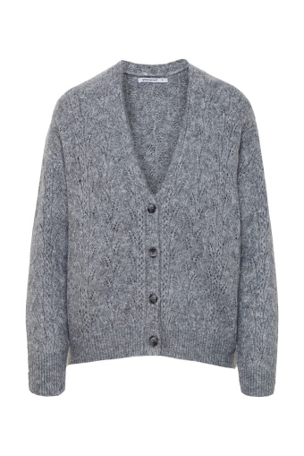 Szary kardigan z efektownymi warkoczami