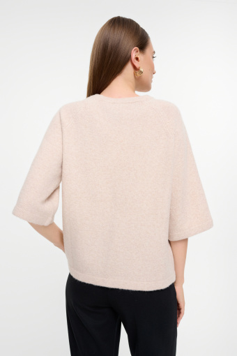 Sweter oversize z rękawem do łokcia beż