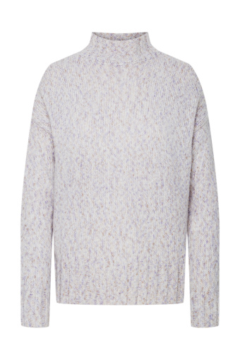 Luźny sweter z półgolfem, szary melanż