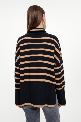 Czarny golf w beżowe paski Czarny golf w beżowe paski