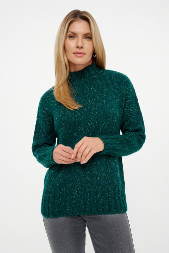 Zielony półgolf z dodatkiem wełny