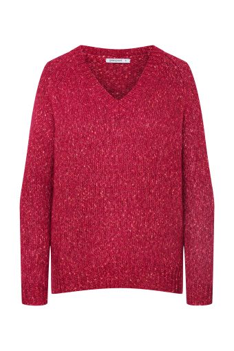 Różowy, luźny sweter z dekoltem w V