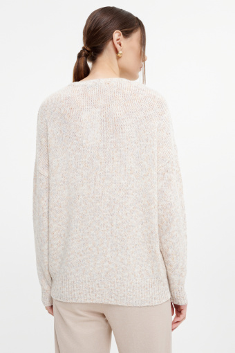 Kremowy sweter z półokrągłym dekoltem Kremowy sweter z półokrągłym dekoltem