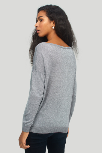 Sweter o luźnym kroju z połyskująca nitką