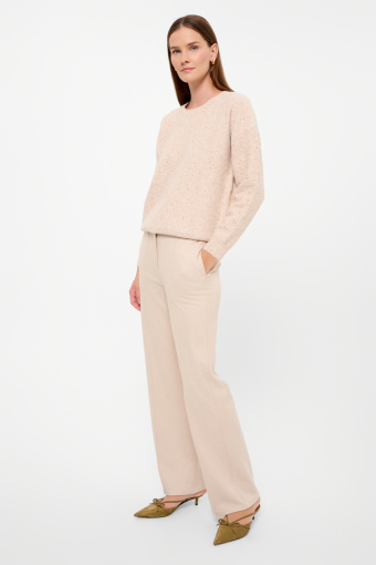 Beżowy sweter z drobnymi cekinami