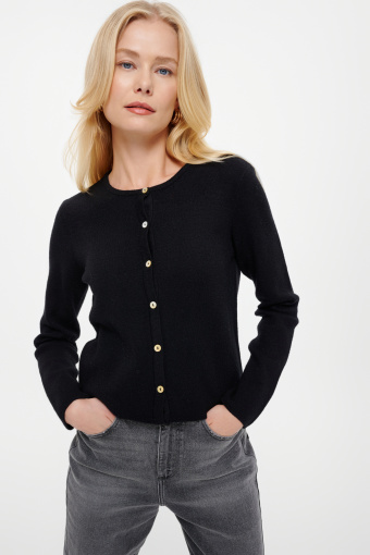 Dopasowany czarny kardigan