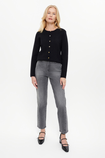 Dopasowany czarny kardigan