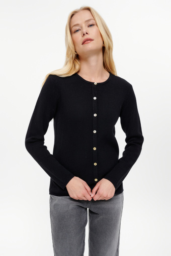 Dopasowany czarny kardigan